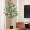 imageGoplus 55ft Artificial Eucalyptus Tree 2 Pack Tall Faux Eucalyptus Stems Fake Plants in Pot with 517 Silver Dollar Leaves Artificial Trees for Office House Living Room Home Decor Indoor2