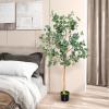 imageGoplus 55ft Artificial Eucalyptus Tree 2 Pack Tall Faux Eucalyptus Stems Fake Plants in Pot with 517 Silver Dollar Leaves Artificial Trees for Office House Living Room Home Decor Indoor2