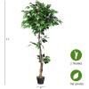 imageGoplus 6FT Artificial Ficus Silk Tree Potted Fake Tree wGreen Leaves and Natural Trunk Maintenance Free Tall Faux Plant for Indoor Outdoor Decoration55 Feet