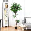 imageGoplus 6FT Artificial Ficus Silk Tree Potted Fake Tree wGreen Leaves and Natural Trunk Maintenance Free Tall Faux Plant for Indoor Outdoor Decoration55 Feet
