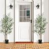 imageGoplus 6ft Artificial Olive Tree Tall Fake Potted Olive Silk Tree with Planter Large Faux Olive Branches and Fruits Olive Plant Artificial for Home Office Living Room Floor Decor Indoor 2 Pack45ft2