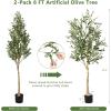 imageGoplus 6ft Artificial Olive Tree Tall Fake Potted Olive Silk Tree with Planter Large Faux Olive Branches and Fruits Olive Plant Artificial for Home Office Living Room Floor Decor Indoor 2 Pack6ft2