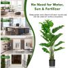imageGoplus Artificial Monstera Deliciosa Plant 5ft Tall Fake Tropical Palm Tree w15 Pcs Different Turtle Leaves CementFilled Plastic Pot Faux Swiss Cheese Plant for Floor Home Office Decor5ft2pack