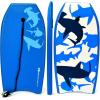 imageGoplus Boogie Boards for Beach 413733 Lightweight Body Board with EPS Core XPE Deck HDPE Slick Bottom Wrist Leash Bodyboard for Kids Adults SurfingBlue Shark