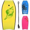 imageGoplus Boogie Boards for Beach 413733 Lightweight Body Board with EPS Core XPE Deck HDPE Slick Bottom Wrist Leash Bodyboard for Kids Adults SurfingYellow Conch
