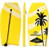 imageGoplus Boogie Boards for Beach 413733 Lightweight Body Board with EPS Core XPE Deck HDPE Slick Bottom Wrist Leash Bodyboard for Kids Adults SurfingYellow Coconut Palm