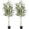 imageGoplus 6ft Artificial Olive Tree Tall Fake Potted Olive Silk Tree with Planter Large Faux Olive Branches and Fruits Olive Plant Artificial for Home Office Living Room Floor Decor Indoor 2 Pack6ft2