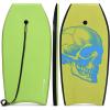 imageGoplus Boogie Boards for Beach 413733 Lightweight Body Board with EPS Core XPE Deck HDPE Slick Bottom Wrist Leash Bodyboard for Kids Adults SurfingGreen Skull
