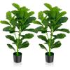 imageGoplus Fake Fiddle Leaf Fig Tree 2Pack 33 FT Tall Artificial Tree Greenery Plants in Pots W40 Leaves Decorative Faux Trees for Indoor Home Office355