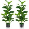 imageGoplus Fake Fiddle Leaf Fig Tree 2Pack 33 FT Tall Artificial Tree Greenery Plants in Pots W40 Leaves Decorative Faux Trees for Indoor Home Office395