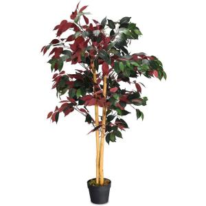 imageGoplus 4FT Tall Artificial Ficus Tree Greenery Fake Tree Faux Plant in Pot for Indoor Outdoor Home Dcor