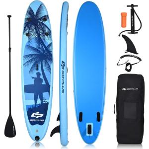imageGoplus 981011 Inflatable Stand Up Paddle Board 65 Thick SUP with Premium Accessories and Carry Bag Wide Stance Bottom Fin for Paddling Surf Control NonSlip Deck for Youth and AdultBlue