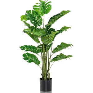 imageGoplus Artificial Monstera Deliciosa Plant 5ft Tall Fake Tropical Palm Tree w15 Pcs Different Turtle Leaves CementFilled Plastic Pot Faux Swiss Cheese Plant for Floor Home Office Decor5ft