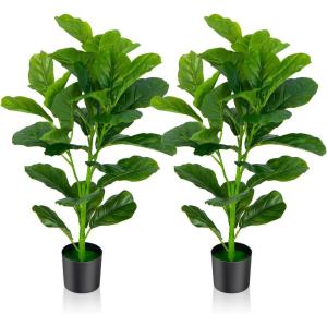 imageGoplus Fake Fiddle Leaf Fig Tree 2Pack 33 FT Tall Artificial Tree Greenery Plants in Pots W40 Leaves Decorative Faux Trees for Indoor Home Office355
