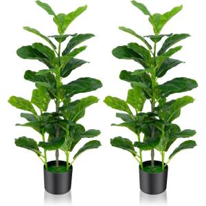 imageGoplus Fake Fiddle Leaf Fig Tree 2Pack 33 FT Tall Artificial Tree Greenery Plants in Pots W40 Leaves Decorative Faux Trees for Indoor Home Office395