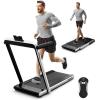 imageGoplus 2 in 1 Under Desk Treadmill 25HP Superfit Folding Treadmills for Home Office wSmart APP Remote Control LED Display Bluetooth Speaker Foldable Walking Jogging MachineSilver