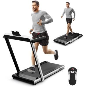 imageGoplus 2 in 1 Under Desk Treadmill 25HP Superfit Folding Treadmills for Home Office wSmart APP Remote Control LED Display Bluetooth Speaker Foldable Walking Jogging MachineSilver
