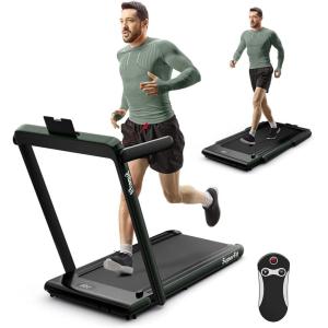 imageGoplus 2 in 1 Under Desk Treadmill 25HP Superfit Folding Treadmills for Home Office wSmart APP Remote Control LED Display Bluetooth Speaker Foldable Walking Jogging Machine Green