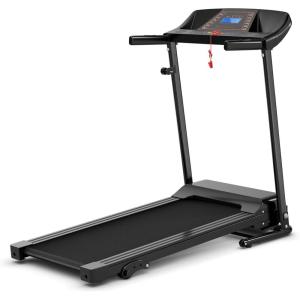 imageGoplus Electric Folding Treadmill Adjustable Incline and Low Noise Design with LCD Display and Heart Rate Sensor Compact Running Machine for Home Office Apartment Black