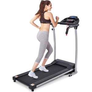 imageGoplus Folding Treadmill Electric Running Machine with LED Display and Mobile Phone Holder Portable Compact Superfit Treadmill for Home OfficeBlack
