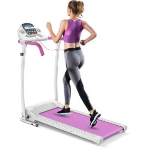 imageGoplus Folding Treadmill Electric Running Machine with LED Display and Mobile Phone Holder Portable Compact Superfit Treadmill for Home OfficePink