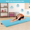 imageGoplus Folding Gymnastics Mat 10 x 4 x 2 Thick Tumbling Mats with PU Leather Hook ampamp Loop Fasteners Portable Handles 4Panel Exercise Mat for Home Gym Workouts YogaBaby Blue