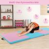 imageGoplus Folding Gymnastics Mat 10 x 4 x 2 Thick Tumbling Mats with PU Leather Hook ampamp Loop Fasteners Portable Handles 4Panel Exercise Mat for Home Gym Workouts YogaPinkBlue