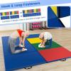 imageGoplus Folding Gymnastics Mat 10 x 4 x 2 Thick Tumbling Mats with PU Leather Hook ampamp Loop Fasteners Portable Handles 4Panel Exercise Mat for Home Gym Workouts YogaNavyYellowGreenRed