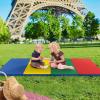 imageGoplus Folding Gymnastics Mat 10 x 4 x 2 Thick Tumbling Mats with PU Leather Hook ampamp Loop Fasteners Portable Handles 4Panel Exercise Mat for Home Gym Workouts YogaNavyYellowGreenRed