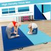 imageGoplus Folding Gymnastics Mat 10 x 4 x 2 Thick Tumbling Mats with PU Leather Hook ampamp Loop Fasteners Portable Handles 4Panel Exercise Mat for Home Gym Workouts YogaBaby Blue