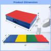 imageGoplus Folding Gymnastics Mat 10 x 4 x 2 Thick Tumbling Mats with PU Leather Hook ampamp Loop Fasteners Portable Handles 4Panel Exercise Mat for Home Gym Workouts YogaNavyYellowGreenRed