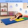 imageGoplus Folding Gymnastics Mat 10 x 4 x 2 Thick Tumbling Mats with PU Leather Hook ampamp Loop Fasteners Portable Handles 4Panel Exercise Mat for Home Gym Workouts YogaNavyYellowGreenRed