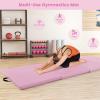 imageGoplus Folding Gymnastics Mat 10 x 4 x 2 Thick Tumbling Mats with PU Leather Hook ampamp Loop Fasteners Portable Handles 4Panel Exercise Mat for Home Gym Workouts YogaPink