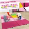 imageGoplus Folding Gymnastics Mat 10 x 4 x 2 Thick Tumbling Mats with PU Leather Hook ampamp Loop Fasteners Portable Handles 4Panel Exercise Mat for Home Gym Workouts YogaRosePinkYellowGreen