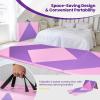 imageGoplus Folding Gymnastics Mat 10 x 4 x 2 Thick Tumbling Mats with PU Leather Hook ampamp Loop Fasteners Portable Handles 4Panel Exercise Mat for Home Gym Workouts YogaPurplePink