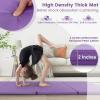imageGoplus Folding Gymnastics Mat 10 x 4 x 2 Thick Tumbling Mats with PU Leather Hook ampamp Loop Fasteners Portable Handles 4Panel Exercise Mat for Home Gym Workouts YogaPurple