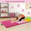 imageGoplus Folding Gymnastics Mat 10 x 4 x 2 Thick Tumbling Mats with PU Leather Hook ampamp Loop Fasteners Portable Handles 4Panel Exercise Mat for Home Gym Workouts YogaRosePinkYellowGreen