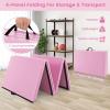 imageGoplus Folding Gymnastics Mat 10 x 4 x 2 Thick Tumbling Mats with PU Leather Hook ampamp Loop Fasteners Portable Handles 4Panel Exercise Mat for Home Gym Workouts YogaPink
