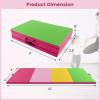 imageGoplus Folding Gymnastics Mat 10 x 4 x 2 Thick Tumbling Mats with PU Leather Hook ampamp Loop Fasteners Portable Handles 4Panel Exercise Mat for Home Gym Workouts YogaRosePinkYellowGreen