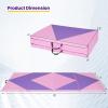 imageGoplus Folding Gymnastics Mat 10 x 4 x 2 Thick Tumbling Mats with PU Leather Hook ampamp Loop Fasteners Portable Handles 4Panel Exercise Mat for Home Gym Workouts YogaPurplePink