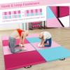 imageGoplus Folding Gymnastics Mat 10 x 4 x 2 Thick Tumbling Mats with PU Leather Hook ampamp Loop Fasteners Portable Handles 4Panel Exercise Mat for Home Gym Workouts YogaPinkBlue