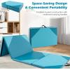 imageGoplus Folding Gymnastics Mat 10 x 4 x 2 Thick Tumbling Mats with PU Leather Hook ampamp Loop Fasteners Portable Handles 4Panel Exercise Mat for Home Gym Workouts YogaBaby BlueBlue