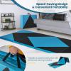 imageGoplus Folding Gymnastics Mat 10 x 4 x 2 Thick Tumbling Mats with PU Leather Hook ampamp Loop Fasteners Portable Handles 4Panel Exercise Mat for Home Gym Workouts YogaBlueBlack