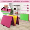 imageGoplus Folding Gymnastics Mat 10 x 4 x 2 Thick Tumbling Mats with PU Leather Hook ampamp Loop Fasteners Portable Handles 4Panel Exercise Mat for Home Gym Workouts YogaRosePinkYellowGreen