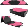 imageGoplus Folding Gymnastics Mat 10 x 4 x 2 Thick Tumbling Mats with PU Leather Hook ampamp Loop Fasteners Portable Handles 4Panel Exercise Mat for Home Gym Workouts YogaBlackRose