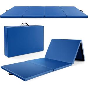 imageGoplus Folding Gymnastics Mat 10 x 4 x 2 Thick Tumbling Mats with PU Leather Hook ampamp Loop Fasteners Portable Handles 4Panel Exercise Mat for Home Gym Workouts YogaNavy