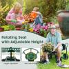 imageGoplus Garden Seat with Wheels Rolling Gardening Stool with Adjustable 360 Swivel Seat Tool Tray ampamp Storage Basket Extendable Handle Outdoor Gardening Scooter Garden Cart Workseat for SeniorsGreen