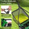 imageGoplus Manual Lawn Mower 16 Inch 5Blade WalkBehind Cordless Grass Cutter with 7 Gallon Removable Grass Collect Bag Adjustable Cutting Heights Push Reel Lawn Mower for Yard GardenGreen