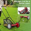 imageGoplus Manual Lawn Mower 16 Inch 5Blade WalkBehind Cordless Grass Cutter with 7 Gallon Removable Grass Collect Bag Adjustable Cutting Heights Push Reel Lawn Mower for Yard GardenRed