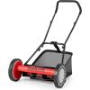 imageGoplus Manual Lawn Mower 16 Inch 5Blade WalkBehind Cordless Grass Cutter with 7 Gallon Removable Grass Collect Bag Adjustable Cutting Heights Push Reel Lawn Mower for Yard GardenRed